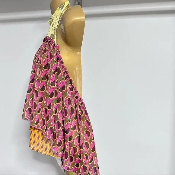 Zara Mixed Print Halter Top – Boho Sleeveless Blouse XS Layered - Picture 3 of 9